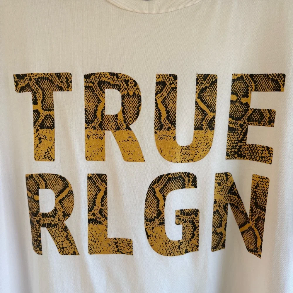 True Religion Men's Snake Print Graphic Logo Tee T-Shirt White XXL‎ Streetwear